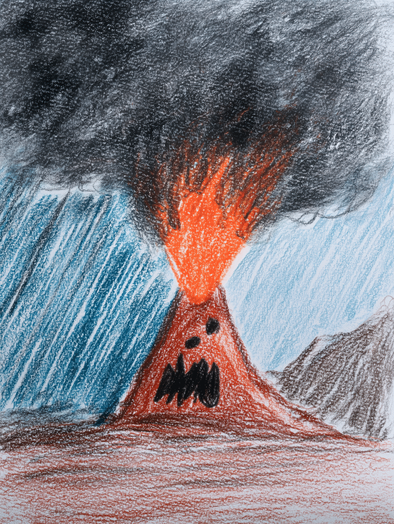 child art therapy volcano