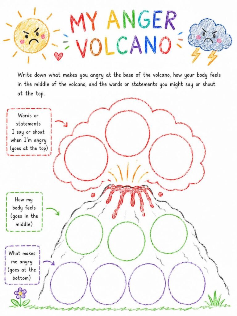 Anger Volcano Activity Worksheet