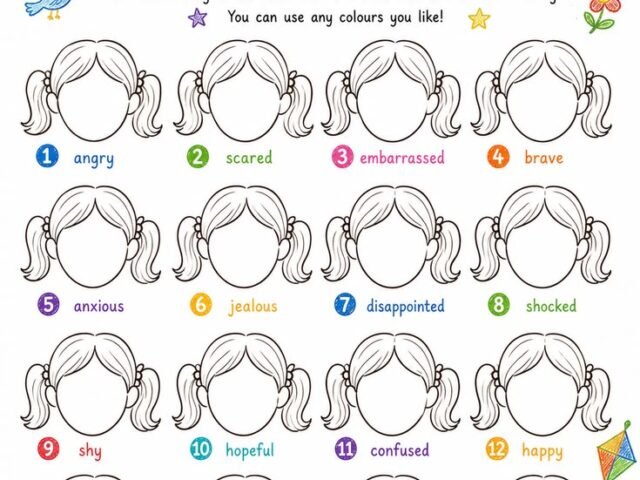 Emotional Regulation Activities for Kids: My Feelings Faces Art Therapy Activity for Girls