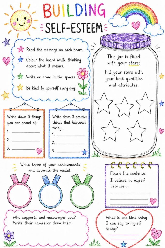 self-esteem worksheet for kids
