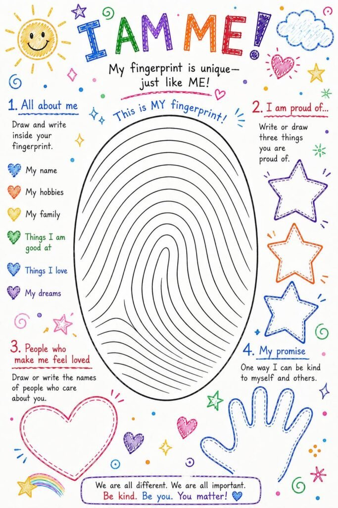 individuality worksheet for kids then