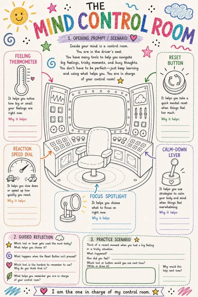 self regulation worksheet for kids