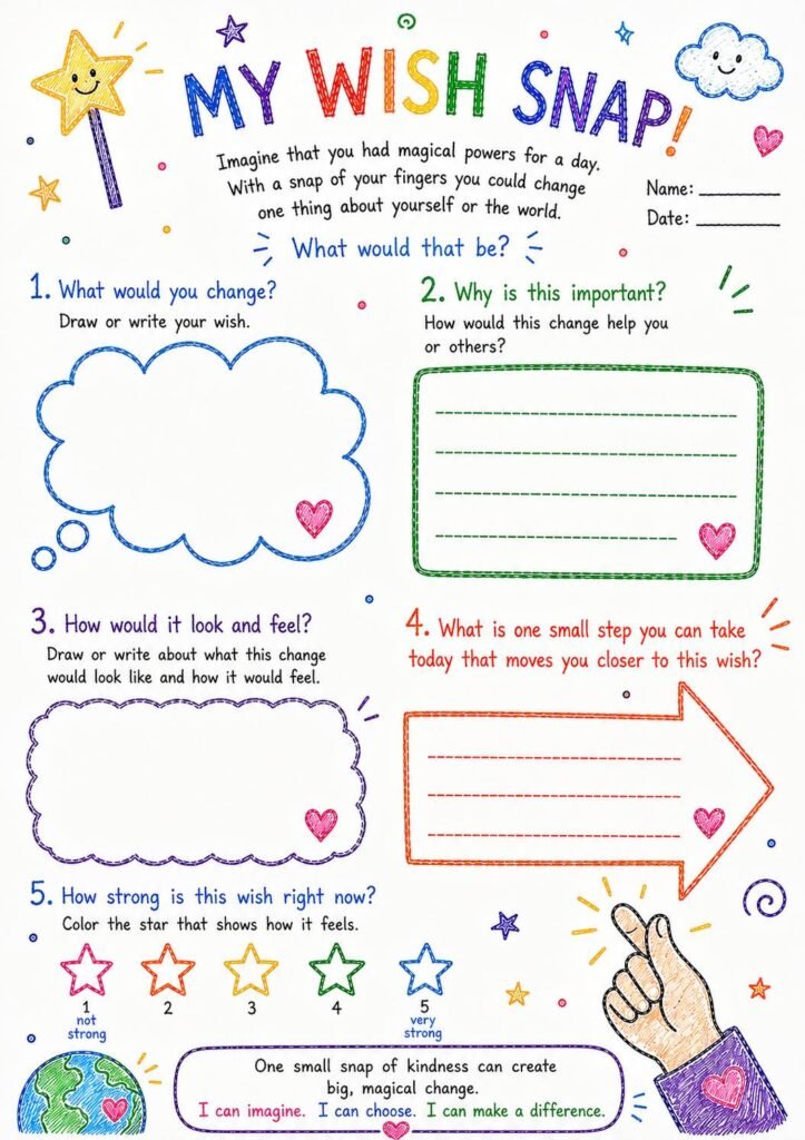 wishes and goals worksheet for kids
