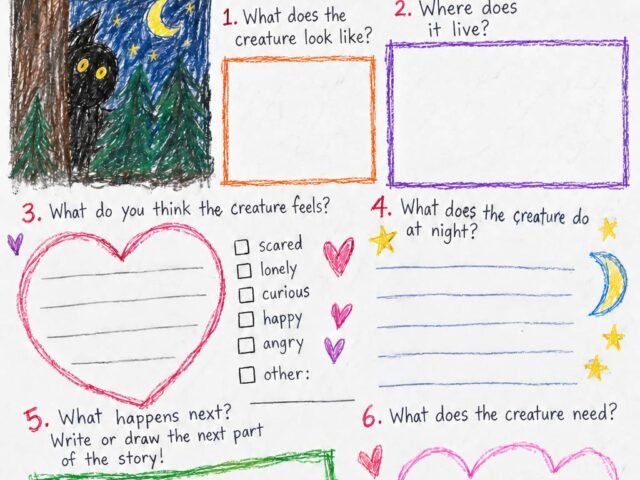 Free Fears Worksheet for Kids: Help Your Child Tell the Story of What Hides in the Dark