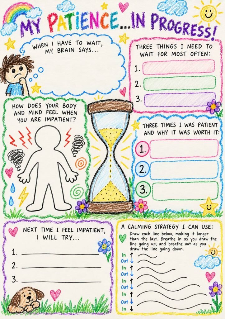 patience worksheet for kids