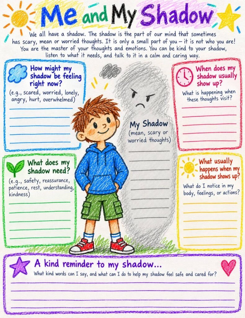 negative thoughts worksheet for kids